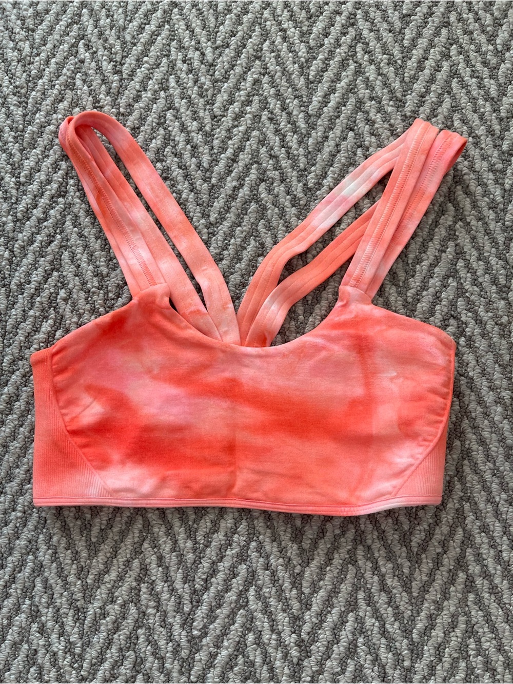 Free People Coral Pink Tie-Dye Strappy Sports Bra